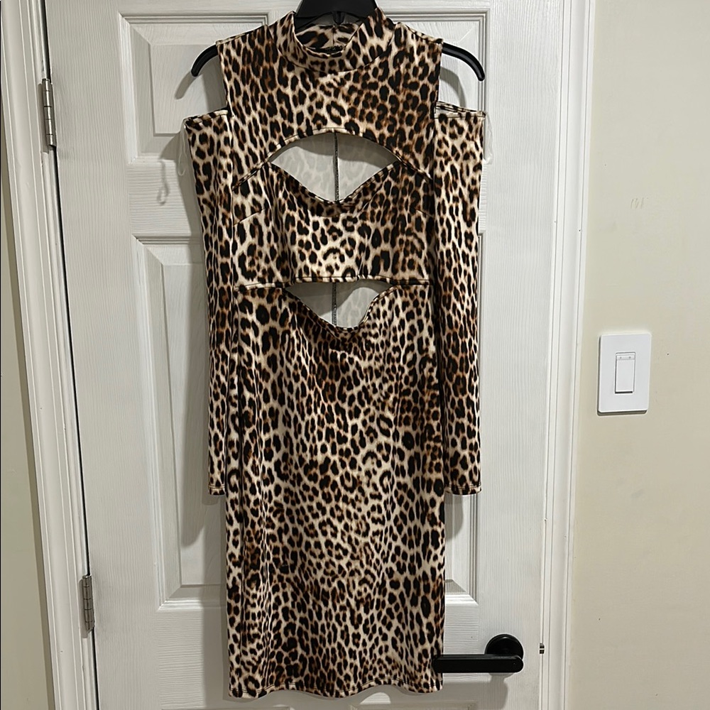 Leopard Print Cut-Out Dress